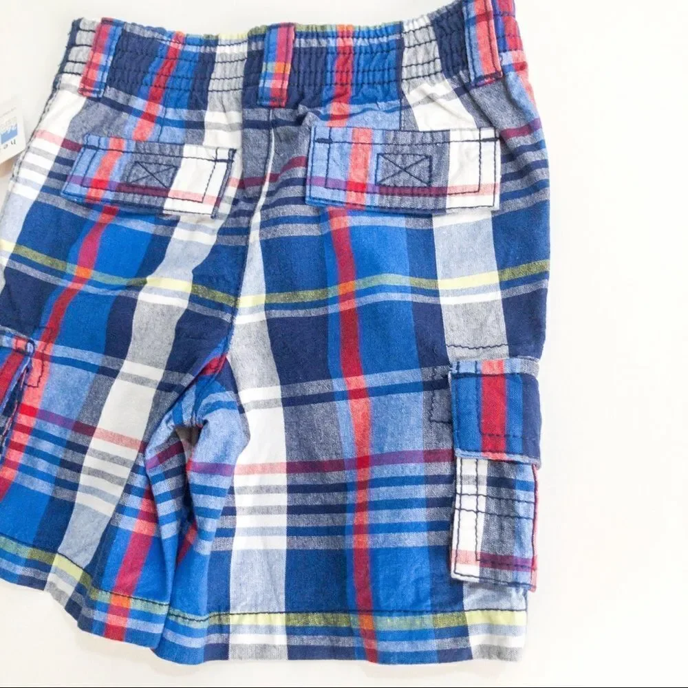 NWT Healthtex Plaid Cargo Shorts Sz 24M